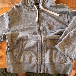 Hooded zip up polo sweatshirt